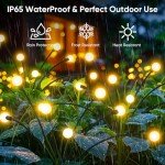 Solar Lights Outdoor Garden Decor: 4 Pack 32 LED Firefly Solar Outdoor Lights - Waterproof Solar Lights for Outside Yard Pathway Landscape Patio Decorations - Solar Powered Swaying Light Sway by Wind