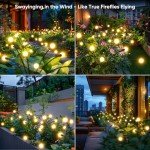 Solar Lights Outdoor Garden Decor: 4 Pack 32 LED Firefly Solar Outdoor Lights - Waterproof Solar Lights for Outside Yard Pathway Landscape Patio Decorations - Solar Powered Swaying Light Sway by Wind