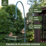 Kingsyard Platform Bird Feeder for Outside, Recycled Plastic Hanging Tray Bird Feeders with Large Capacity 3.5 lbs, Premium Quality & Durable, Great for Attracting Wild Birds, Green