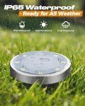 btfarm 16 Pack Solar Ground Lights Outdoor, 8 LED Solar Disc Lights IP65 Waterproof Flat Solar Light, Pathway Lights Solar Powered for Garden Lawn Patio Yard Path Landscape, Cool White