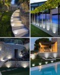 btfarm 16 Pack Solar Ground Lights Outdoor, 8 LED Solar Disc Lights IP65 Waterproof Flat Solar Light, Pathway Lights Solar Powered for Garden Lawn Patio Yard Path Landscape, Cool White