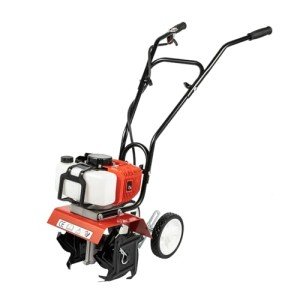 Garden Tiller Cultivator,52CC 2-Stroke Gas Powered Engine Rototiller Garden Tool with Widened Mud Flap Cordless with Long Handle Strong Power Garden Cultivator for Plowing Turning Soil Ditching