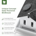 MrCrafts Solar Bird Feeder - Hanging Metal Bird House Feeder with Solar Lights, Outdoor Solar Lantern, Garden Decor for Outside, Unique Gifts for Mom, Grandma, Christmas