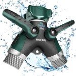 2WAYZ Hose Splitter 2 Way Heavy Duty - Outdoor Faucet and Garden Hose Splitter - Durable Water Spigot Splitter Y Adapter - All-Metal Water Hose Connector with Shut-Off Valve - 4 x 4 x 1.5 Inches
