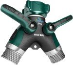 2WAYZ Hose Splitter 2 Way Heavy Duty - Outdoor Faucet and Garden Hose Splitter - Durable Water Spigot Splitter Y Adapter - All-Metal Water Hose Connector with Shut-Off Valve - 4 x 4 x 1.5 Inches