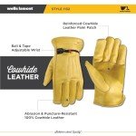 Wells Lamont mens Leather Work Gloves with Wrist Closure DIY Yardwork Construction Motorcycle Large Wells Lamont, Saddletan, Large Pack of 1 US