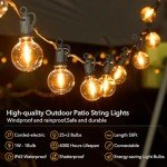 Brightown Outdoor String Lights - Connectable Dimmable LED Patio String Lights with G40 Globe Plastic Bulbs, All Weatherproof Hanging Lights for Outside Backyard Porch (50 ft - 25 LED Bulbs)