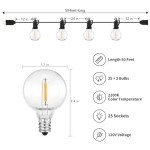 Brightown Outdoor String Lights - Connectable Dimmable LED Patio String Lights with G40 Globe Plastic Bulbs, All Weatherproof Hanging Lights for Outside Backyard Porch (50 ft - 25 LED Bulbs)