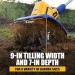 ADOTOCAM Cordless Tiller Cultivator Compatible with Dewalt 20V Battery(Tool Only)，360RPM Battery Powered Garden Cultivator, 9In Tilling Width & 7In Depth Tiller for Gardening