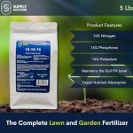 Supply Solutions 16-16-16 Complete Lawn & Garden All Purpose Granular Fertilizer - The Ultimate Plant Food for Lush Greenery & Vibrant Blooms - for All Plants, Vegetables, Fruits, and Berries - 5lbs