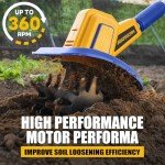 ADOTOCAM Cordless Tiller Cultivator Compatible with Dewalt 20V Battery(Tool Only)，360RPM Battery Powered Garden Cultivator, 9In Tilling Width & 7In Depth Tiller for Gardening