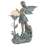 TERESA'S COLLECTIONS Garden Fairy Large Bronze Garden Sculptures & Statues Resin with Solar Outdoor Light, Valentines Decorations Lawn Ornaments for Outdoor Garden Decor, Gifts for Women Mom, 10.6"