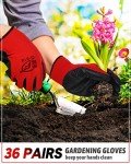 Honeydak 36 Pairs Gardening Gloves for Men Women Breathable Rubber Coated Garden Gloves(Red, Black)