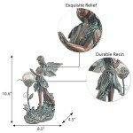 TERESA'S COLLECTIONS Garden Fairy Large Bronze Garden Sculptures & Statues Resin with Solar Outdoor Light, Valentines Decorations Lawn Ornaments for Outdoor Garden Decor, Gifts for Women Mom, 10.6"