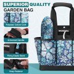 WORKPRO 5PCS Garden Tool Set, Aluminum Heavy Duty Gardening Tool Set with Garden Tool Bag, Outdoor Garden Hand Tools, Floral Blue