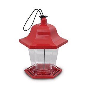 Pennington Songbird Lantern Bird Feeder, Red, 8 inches high 6 inches Wide at top, (100511311)