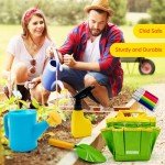 liamasum Kids Gardening Set - Toddler Garden Tool Kit Includes Shovel Rake Trowel Apron Toddler Gloves Watering Can and Sturdy Tote Bag for Kids Best Outdoor Toys Gift for Boys and Girls