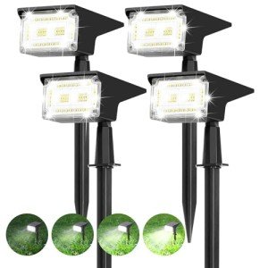 ZJOJO Solar Spot Lights Outdoor, Solar Lights Outdoor 40 LEDs IP65 Waterproof Dusk-to-Dawn Landscape Spotlights, 6500K Daylight Wall Lights, Solar Outdoor Lights for Garden Yard(Cool White)