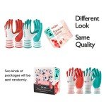 COOLJOB 2 Pairs Gardening Gloves for Women Ladies, Breathable Rubber Coated for Yard Garden, Outdoor Indoor Protective Work with Grip, Medium Size, Red & Green