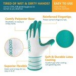 COOLJOB 2 Pairs Gardening Gloves for Women Ladies, Breathable Rubber Coated for Yard Garden, Outdoor Indoor Protective Work with Grip, Medium Size, Red & Green