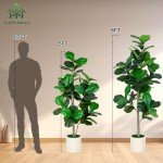 VIVATREES 6FT Fiddle Leaf Fig Artificial Tree with White Planter Pot,Faux Floor Plant, Indoor and Outdoor Fake Plants for Home Office Decor