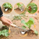 GANCHUN Hand Weeder Tool, Stainless Steel 2 Pcs Weeder Tool for Garden and Farm,Weeding Tool for Gardening,Garden Weeder, Weed Pulling Tool, Weed Puller Tool(Wooden Handle)…