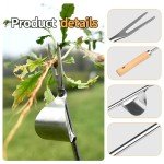 GANCHUN Hand Weeder Tool, Stainless Steel 2 Pcs Weeder Tool for Garden and Farm,Weeding Tool for Gardening,Garden Weeder, Weed Pulling Tool, Weed Puller Tool(Wooden Handle)…