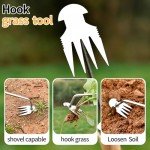GANCHUN Hand Weeder Tool, Stainless Steel 2 Pcs Weeder Tool for Garden and Farm,Weeding Tool for Gardening,Garden Weeder, Weed Pulling Tool, Weed Puller Tool(Wooden Handle)…