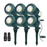 Holeva Low Voltage Landscape Lighting: 10W 1000LM LED Landscape Lights Outdoor 2700K Warm White Spotlights with IP67 Waterproof for Yard Garden | 6 Pack of 12V/24V Low Voltage Lights with Connectors