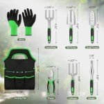 sungwoo Garden Tool Set 8 Piece, Heavy Duty and Lightweight Aluminium Alloy Tools with Ergonomic Handle, Storage Tote Bag, Gardening Hand Tools, Gardening Gifts for Women and Men Green