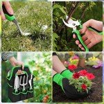 sungwoo Garden Tool Set 8 Piece, Heavy Duty and Lightweight Aluminium Alloy Tools with Ergonomic Handle, Storage Tote Bag, Gardening Hand Tools, Gardening Gifts for Women and Men Green