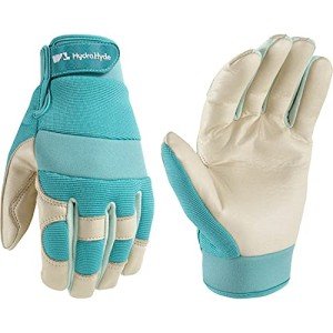 Wells Lamont Women's Hybrid Work/Gardening Gloves | Water-Resistant HydraHyde Leather | Large (3204L), Aqua