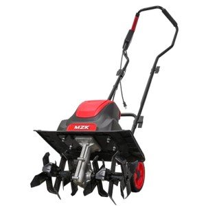 MZK 16-Inch 13-Amp Corded Electric Tiller/Cultivator, 8-inch tillling Depth with Adjustable Wheels, Foldable Electric Rototiller for Garden Soil Digging