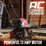 MZK 16-Inch 13-Amp Corded Electric Tiller/Cultivator, 8-inch tillling Depth with Adjustable Wheels, Foldable Electric Rototiller for Garden Soil Digging