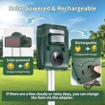 2025 Upgraded Solar Animal Repellent,Cat Repellent Outdoor Ultrasonic Control, Squirrel Deer Repellent Deterrent Motion Detection with lP66 Waterproof, for Dog Mouse, Garden Farm Yard
