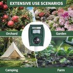 2025 Upgraded Solar Animal Repellent,Cat Repellent Outdoor Ultrasonic Control, Squirrel Deer Repellent Deterrent Motion Detection with lP66 Waterproof, for Dog Mouse, Garden Farm Yard
