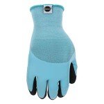 Miracle-Gro MG30604 Water Resistant Grip Gloves – [1 Pair, Small/Medium] Aqua, Double Dip Flat Latex Gloves with Elastic Knit Wrist