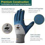 Trifabricy Garden Gloves for Women Men - 6 Pairs Breathable Hard-wearing Latex Coated Gardening Gloves for Women, Indoor/Outdoor Protective Working Gloves with Grip, Blue & Grey