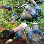 Trifabricy Garden Gloves for Women Men - 6 Pairs Breathable Hard-wearing Latex Coated Gardening Gloves for Women, Indoor/Outdoor Protective Working Gloves with Grip, Blue & Grey