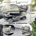 hvfun Garden Fairy Statue,Garden Sleeping Angel on Lotus Leaf with Bird Feeder Feature Outdoor Decor Sculptures Figurine Gardening Lawn