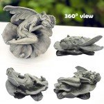 hvfun Garden Fairy Statue,Garden Sleeping Angel on Lotus Leaf with Bird Feeder Feature Outdoor Decor Sculptures Figurine Gardening Lawn