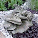 hvfun Garden Fairy Statue,Garden Sleeping Angel on Lotus Leaf with Bird Feeder Feature Outdoor Decor Sculptures Figurine Gardening Lawn