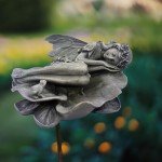 hvfun Garden Fairy Statue,Garden Sleeping Angel on Lotus Leaf with Bird Feeder Feature Outdoor Decor Sculptures Figurine Gardening Lawn