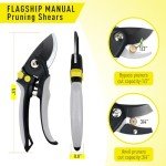 Jardineer 3PCS Pruning Shears Set for Gardening, Bypass Pruning Scissors & Anvil Pruners with SK5 Blades, Garden Clippers for Women Arthritic Hands