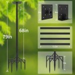 Bird Feeder Pole Kit 79 Inch,Bird House Pole for Outdoors Heavy Duty,5 Base Prongs Adjustable Bird Feeder Stand for Bird House