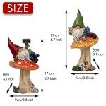 TERESA'S COLLECTIONS Resin Statues for Yard, Set of 2 Cute Garden Gnomes on Mushroom Statues for Outdoor Patio Porch Lawn, Ideal Gift for Dad Mom Birthday, Outside Decor Housewarming Gifts, 6.7"
