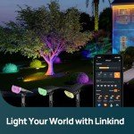 Linkind Smart Solar Spotlight SL5C, Color Changing Landscape Lighting, APP/Voice Control Solar Lights Outdoor, IP67 Waterproof Spot Lights Outdoor for Yard, Garden, Pathway(2 Pack)