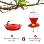 eWonLife Hummingbird Feeder for Outdoors, 2 Pack, Leak-Proof, Easy to Clean and Refill, Saucer Humming Bird Feeder Plastic, Including Hanging Hook, with 5 Feeding Ports (16 Ounce/Pack)