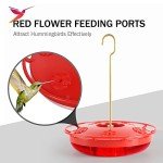 eWonLife Hummingbird Feeder for Outdoors, 2 Pack, Leak-Proof, Easy to Clean and Refill, Saucer Humming Bird Feeder Plastic, Including Hanging Hook, with 5 Feeding Ports (16 Ounce/Pack)