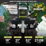 Sun Joe Electric Garden Tiller Cultivator, Steel Tines, 12 Amp, 16 Inch, Black